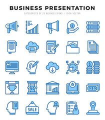 Set of Business Presentation Icons Two Color icons collection.