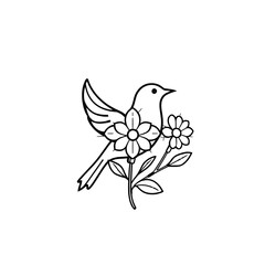 Fototapeta premium A drawing of a bird with flowers