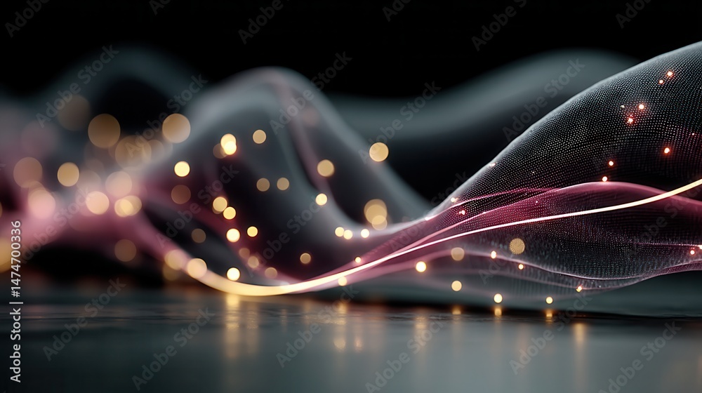 Aufkleber technology style whit net glowing wave,glowing line glow wave,glow line , confident mature docto,sto