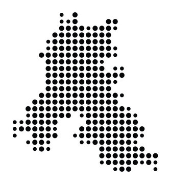 Symbol Map of the city Pfullendorf (Baden-W&uuml;rttemberg, Germany) showing the city with a pattern of just a few black dots