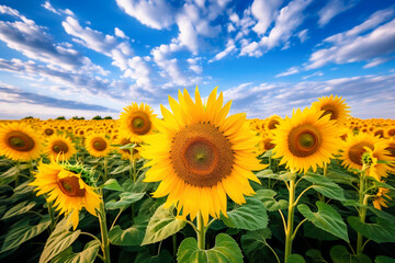 Fototapeta premium Flowering sunflower in the field
