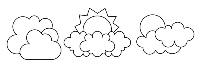 sunny cloud icon sheet vector symbol of weather illustration