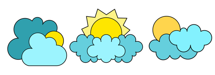 sunny cloud icon sheet vector symbol of weather illustration