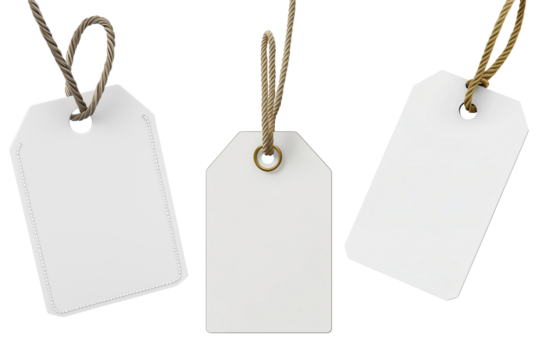 Blank price tags isolated on transparent background
