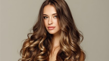 Naklejka premium Beauty girl with long and shiny wavy Hair ,coloring and toning, shatush and balayash . Beautiful women
