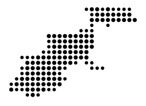 Symbol Map of the city Schramberg (Baden-W&uuml;rttemberg, Germany) showing the city with a pattern of just a few black dots