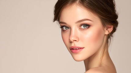 Fototapeta premium Beauty woman portrait. Beautiful spa model girl with perfect fresh clean skin. Youth and skin care cosmetic
