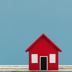 Striking red house placed on a rustic wooden table evoking a sense of home and warmth