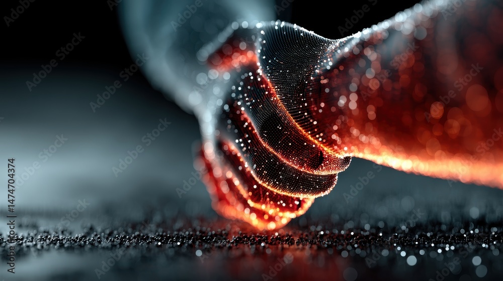 Poster technology style whit net glowing wave,glowing line glow wave,glow line , financial advisor shaking hand to seal a deal.stock image