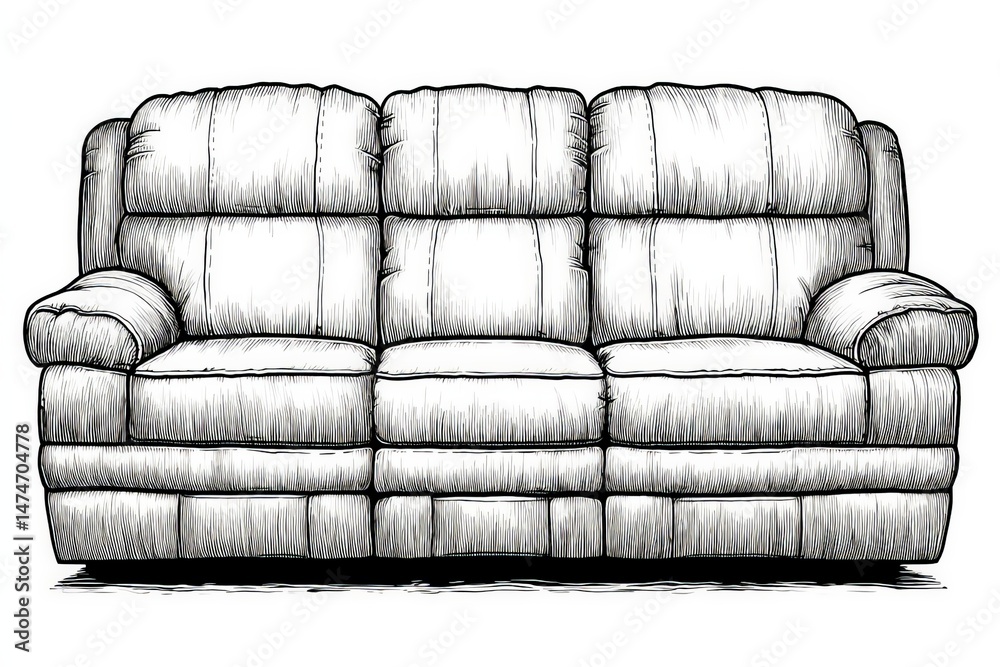 Aufkleber comfortable white sofa in a modern living room setting with soft cushions and plush fabric
