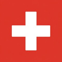 Fototapeta premium Swiss Flag on Red Background, Symbol of Switzerland, European Nation Identity