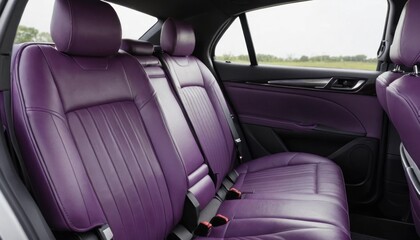 Luxury vehicle interior showcasing supple purple leather seating design aesthetic