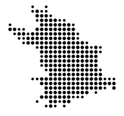 Symbol Map of the city Lauingen (Donau) (Bayern, Germany) showing the city with a pattern of just a few black dots