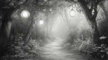 Obraz premium there is a pathway with stairs and flowers in the middle, beautiful render of a fairytale, enchanted magical fantasy