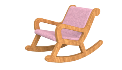  Plush Rocking Chair Shape Isolated on White Background 3D Design Element png