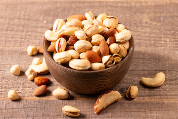 Healthy mix nuts. Almonds, hazelnuts, cashews, peanuts, pistachios, Brazil nuts
