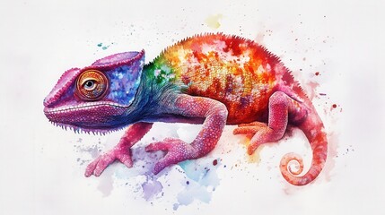 Vibrant chameleon resting on a branch emphasizing its unique colors and camouflage abilities
