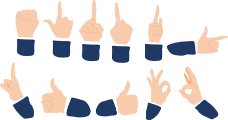 手のグラフィック素材イラストセット	
