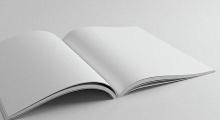 Open Book with Blank Pages on White Background