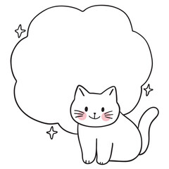 Cute and fun cartoon doodle cat lines text box.
