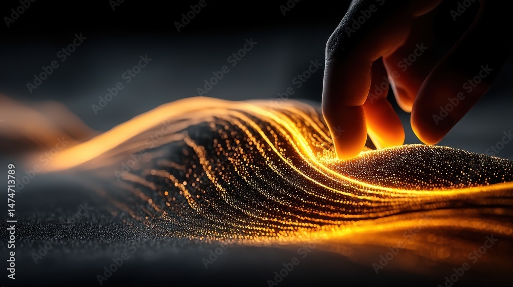 Poster technology style whit net glowing wave,glowing line glow wave,glow line , man payment online with credit car.stock image