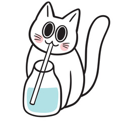 Cute and funny cartoon doodle cat lines.