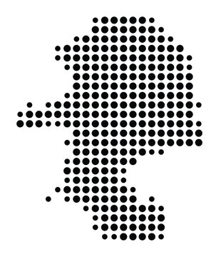 Symbol Map of the city Werneck (Bayern, Germany) showing the city with a pattern of just a few black dots