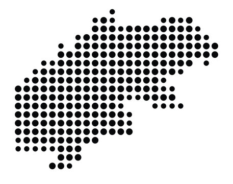 Symbol Map of the city Illingen (Saarland, Germany) showing the city with a pattern of just a few black dots