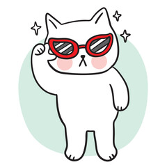 Cute and funny cartoon doodle cat lines.