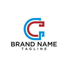 letter at monogram C style line art modern logo	