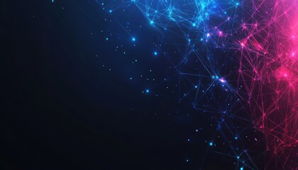 Abstract digital network, vibrant glowing lines and points forming a complex web