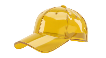 Fototapeta premium Shiny yellow baseball cap. Perfect for summer! Isolated on white or transparent background