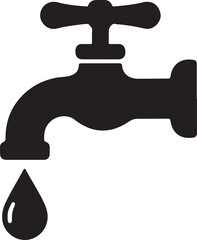 Tap with Water Droplet Silhouette Icon