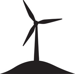 Eco Wind Turbine Power Vector Silhouette