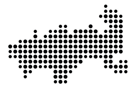 Symbol Map of the city D&ouml;beln (Sachsen, Germany) showing the city with a pattern of just a few black dots