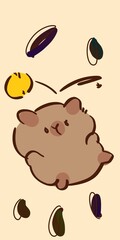 Cute Sleeping Capybara with Abstract Elements