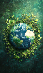 A digital art piece depicting the Earth