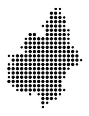 Symbol Map of the city Löbau (Sachsen, Germany) showing the city with a pattern of just a few black dots