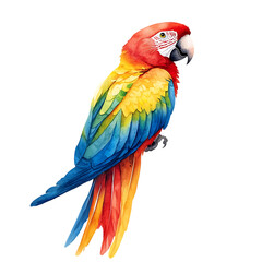 Fototapeta premium Vividly colored illustration of a macaw, featuring intense hues and sharp details, against a bold background.