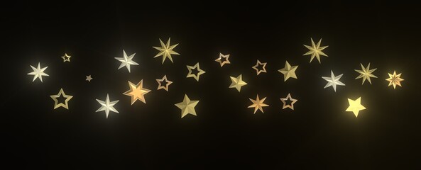 XMAS Stars - A gray whirlwind of golden snowflakes and stars. New