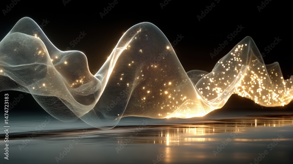 Poster technology style whit net glowing wave,glowing line glow wave,glow line , protect your savings and i