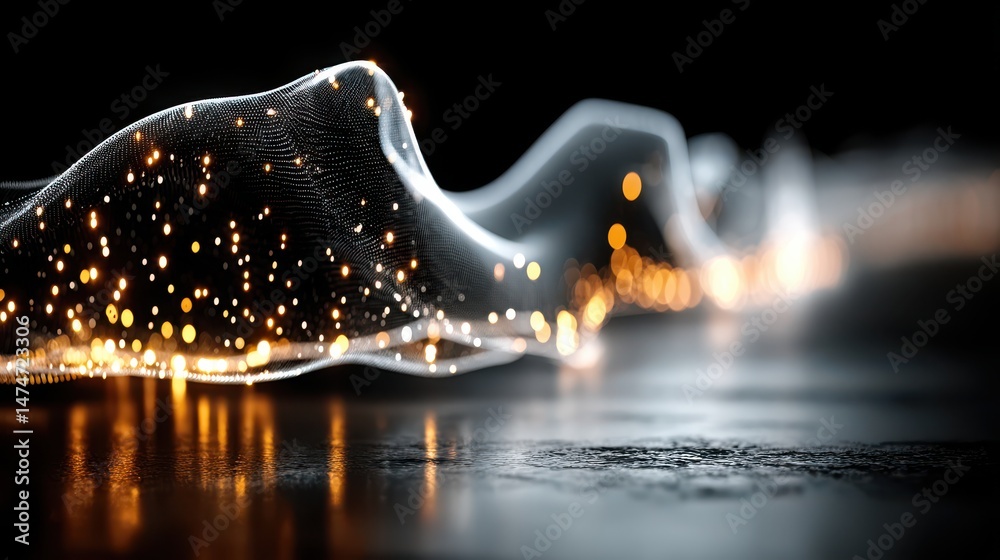Poster technology style whit net glowing wave,glowing line glow wave,glow line , protect your savings and i