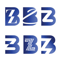 Set of B + Z Combination Logos, combine the letters B and Z
