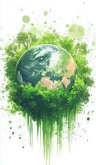 A digital art piece depicting the Earth