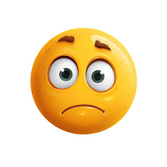 Sad Cartoon Emoji Face on Transparent Background