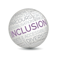 French inclusion concept sphere with diversity and accessibility keywords