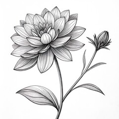 Black and white flower line art vector