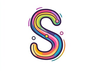 Vibrant, colorful letter S design with swirling lines and dots