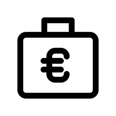Euro Symbol on Briefcase Icon Representing Finance and Business Concepts