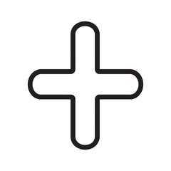 Obraz premium A bold black plus symbol features rounded ends against a transparent backdrop